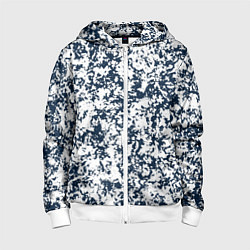 Толстовка на молнии детская Текстура тёмно-синий пятнистый, цвет: 3D-белый