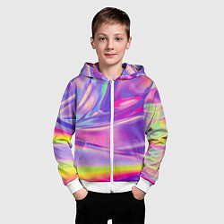 Толстовка на молнии детская Радужное северное сияние, цвет: 3D-белый — фото 2
