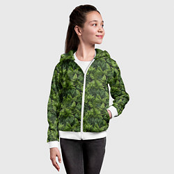 Толстовка на молнии детская Листья папоротника паттерн, цвет: 3D-белый — фото 2