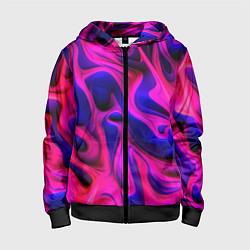 Толстовка на молнии детская Pink blue abstract, цвет: 3D-черный