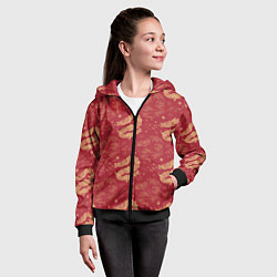Толстовка на молнии детская The chinese dragon pattern, цвет: 3D-черный — фото 2