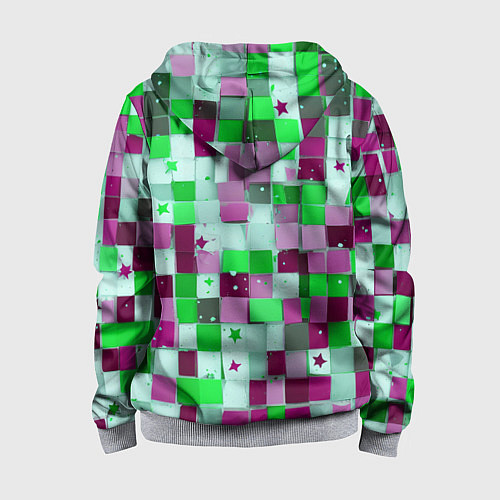 Детская толстовка на молнии Ретро Квадраты / 3D-Меланж – фото 2