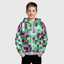 Толстовка на молнии детская Ретро Квадраты, цвет: 3D-меланж — фото 2