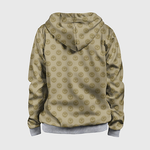 Детская толстовка на молнии Паттерн глаз с растительным орнаментом на бежевом / 3D-Меланж – фото 2