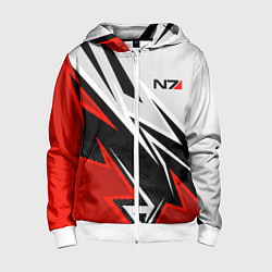 Толстовка на молнии детская N7 mass effect - white and red, цвет: 3D-белый