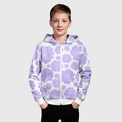 Толстовка на молнии детская Крупные стилизованные цветы, цвет: 3D-белый — фото 2