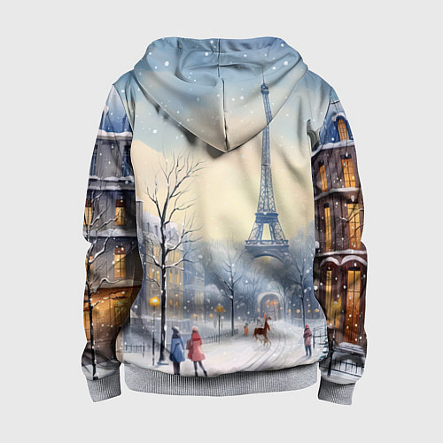 Детская толстовка на молнии Новогодний Париж / 3D-Меланж – фото 2