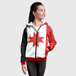 Толстовка на молнии детская Флаг Удмуртии, цвет: 3D-красный — фото 2