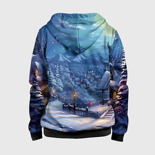 Детская толстовка на молнии Предновогоняя ночь / 3D-Черный – фото 2