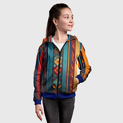 Толстовка на молнии детская Этнический орнамент в вертикальную полоску, цвет: 3D-синий — фото 2