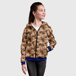 Толстовка на молнии детская Меховой паттерн коричневый, цвет: 3D-синий — фото 2