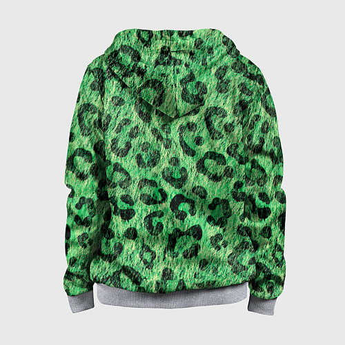Детская толстовка на молнии Зелёный леопард паттерн / 3D-Меланж – фото 2