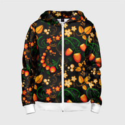 Детская толстовка на молнии Хохлома - цветы и ягоды
