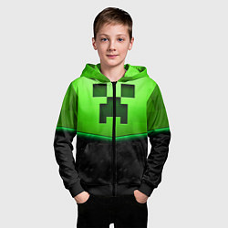 Толстовка на молнии детская Майнкрафт крипер, цвет: 3D-черный — фото 2