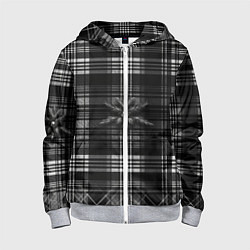 Детская толстовка на молнии Черно-белая шотландская клетка