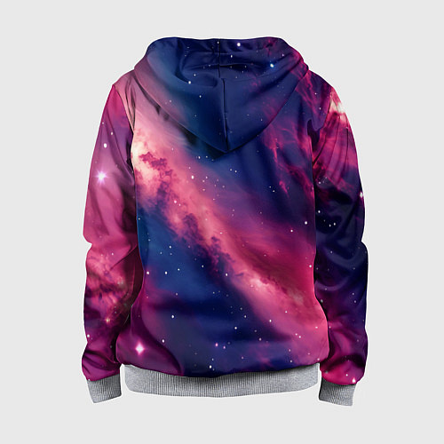 Детская толстовка на молнии Галактика в розовом цвете / 3D-Меланж – фото 2