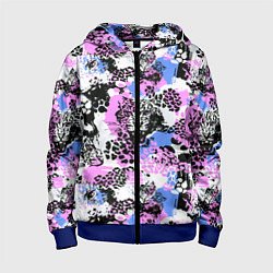 Толстовка на молнии детская Multicolored wild cats, цвет: 3D-синий
