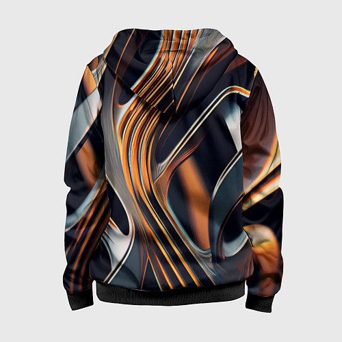 Детская толстовка на молнии Слияние красок оранжевого и чёрного абстракция / 3D-Черный – фото 2