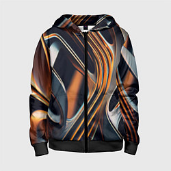 Толстовка на молнии детская Слияние красок оранжевого и чёрного абстракция, цвет: 3D-черный