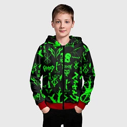 Толстовка на молнии детская Berserk neon green, цвет: 3D-красный — фото 2