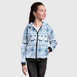 Толстовка на молнии детская Blue sweater with reindeer, цвет: 3D-черный — фото 2