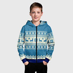 Толстовка на молнии детская Sweater with deer on a blue background, цвет: 3D-синий — фото 2