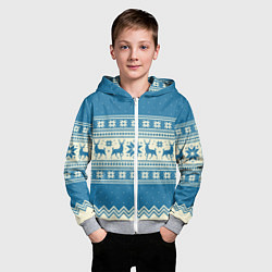Толстовка на молнии детская Sweater with deer on a blue background, цвет: 3D-меланж — фото 2