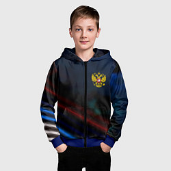 Толстовка на молнии детская Спортивная россия герб, цвет: 3D-синий — фото 2
