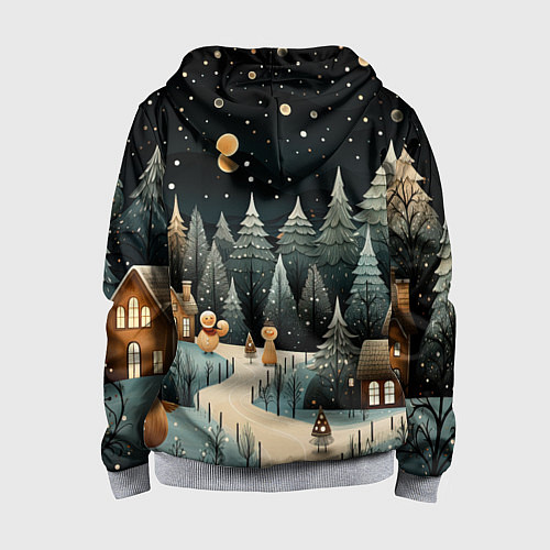 Детская толстовка на молнии Волшебная ночь в деревне / 3D-Меланж – фото 2