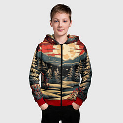 Толстовка на молнии детская Зимнее настроение новогодний рисунок, цвет: 3D-красный — фото 2