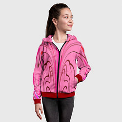 Толстовка на молнии детская Плавные линии на розовом фоне, цвет: 3D-красный — фото 2