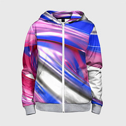 Толстовка на молнии детская Вязкая абстракция в фиолетовых оттенках, цвет: 3D-меланж