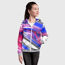 Толстовка на молнии детская Вязкая абстракция в фиолетовых оттенках, цвет: 3D-меланж — фото 2