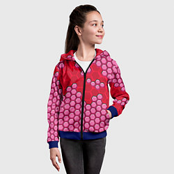 Толстовка на молнии детская Красная энерго-броня из шестиугольников, цвет: 3D-синий — фото 2