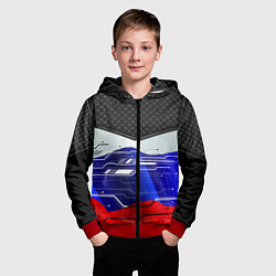 Толстовка на молнии детская Стёганные ромбы: русский хакер, цвет: 3D-красный — фото 2