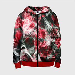 Толстовка на молнии детская Серые узоры дым, цвет: 3D-красный