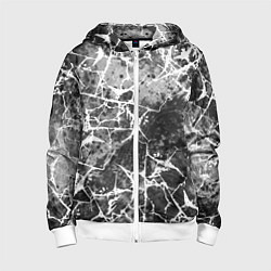 Детская толстовка на молнии Абстракция - белые трещины на сером фоне