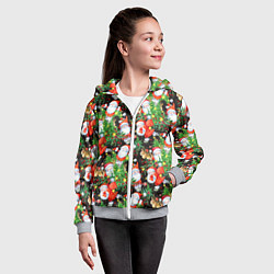 Толстовка на молнии детская Деды Морозы с подарками, цвет: 3D-меланж — фото 2