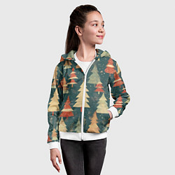 Толстовка на молнии детская Елки новый год, цвет: 3D-белый — фото 2