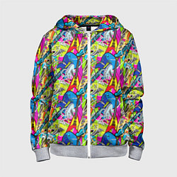 Толстовка на молнии детская Multicolored guitars, цвет: 3D-меланж