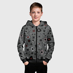 Толстовка на молнии детская Серый цвет: глазики-косоглазики, цвет: 3D-черный — фото 2