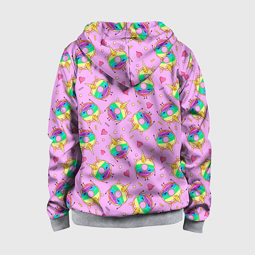 Детская толстовка на молнии Пончики единороги / 3D-Меланж – фото 2
