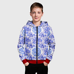 Толстовка на молнии детская Новогодняя гжель роспись, цвет: 3D-красный — фото 2