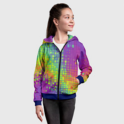Толстовка на молнии детская Разноцветные пиксели, цвет: 3D-синий — фото 2