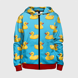 Толстовка на молнии детская Желтые резиновые уточки для ванны, цвет: 3D-красный