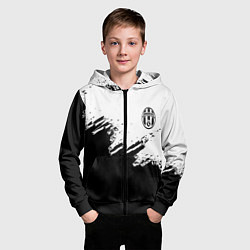 Толстовка на молнии детская Juventus black sport texture, цвет: 3D-черный — фото 2