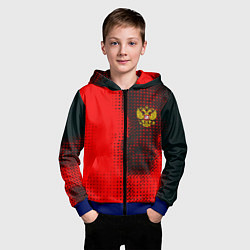 Толстовка на молнии детская Россия герб спорт краски, цвет: 3D-синий — фото 2