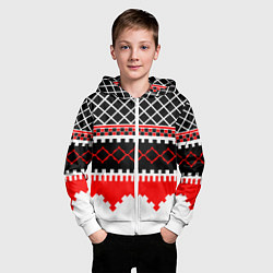 Толстовка на молнии детская Красные и чёрные фигуры, цвет: 3D-белый — фото 2