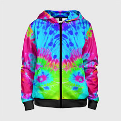 Толстовка на молнии детская Tie-Dye abstraction, цвет: 3D-черный