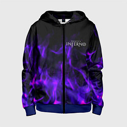 Толстовка на молнии детская Dantes Inferno flame neon, цвет: 3D-синий